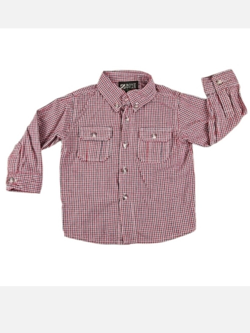 24 Months Baby Toddler Red Plaid Long Sleeve Button Down Dress Shirt 100% Cotton
